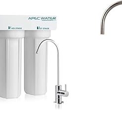 APEC 3 Stage Under-Sink Filter System, Designer Faucet for Reverse Osmosis Filtration Systems, Brushed Nickel