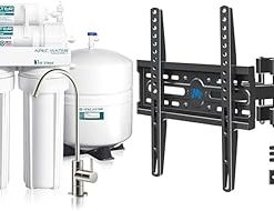 APEC Water Systems ROES-50 Essence Series Top Tier 5-Stage WQA Certified Ultra Safe Reverse Osmosis & Mounting Dream TV Wall Mount for 32-65 Inch TV, TV Mount with Swivel and Tilt