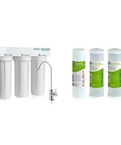 APEC Water Systems WFS-1000 3 Stage Under-Sink Water Filter System, White & Filter-Set-ES High Capacity Replacement Pre-Filter Set for Essence Series Reverse Osmosis Water Filter System Stage 1-3