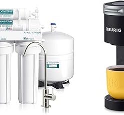 APEC Water Systems ROES-50 Essence Series Top Tier 5-Stage WQA Certified Ultra Safe Reverse Osmosis Drinking Water Filter System & Keurig K-Mini Single Serve Coffee Maker, Black