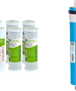 APEC Water Systems FILTER-SET-ESX2 2 Sets of High Capacity Replacement Pre-Filter Sets For Essence Series Reverse Osmosis Water Filter System Stage 1-3 | APEC Water Systems MEM-ES-50 50 GPD Membrane Replacement Filter For Reverse Osmosis System, Blue