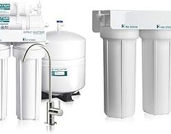 APEC Water Systems ROES-50 Essence Series Top Tier 5-Stage WQA Certified Ultra Safe Reverse Osmosis Drinking Water Filter System & WFS-1000 3 Stage Under-Sink Water Filter System, White