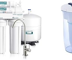 APEC Water Systems ROES-50 Essence Series Top Tier 5-Stage WQA Certified Ultra Safe Reverse Osmosis & ZeroWater 10-Cup Ready-Pour 5-Stage Water Filter Pitcher 0 TDS for Improved Tap Water Taste
