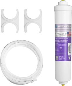 APEC Water Systems PHPLUSKIT-38 10" US MADE Alkaline High Purity pH+ Calcium Carbonate Inline Filter Kit with 3/8"D Tubing Quick Connect