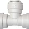 John Guest Reducing Tee 3/8″ x 3/8″ Tube OD (ends) x 1/4″ Tube OD (branch) Polypropylene White (PP30121208W) 3