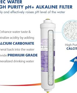 APEC Water Systems PHPLUSKIT-38 10″ US MADE Alkaline High Purity pH+ Calcium Carbonate Inline Filter Kit with 3/8″D Tubing Quick Connect 2