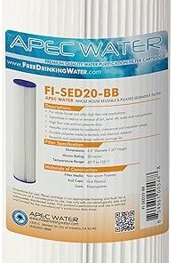 APEC FI-SED20-BB-A Water Systems FI-SED20-BB 20" Whole House Reusable & Pleated Sediment Filter 4.5" X 20", White