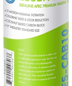 APEC Water Systems 10” Carbon Block Water Filter For Reverse Osmosis System, 10” x 2.5”, 10 Micron (FI-ES-CAB10)