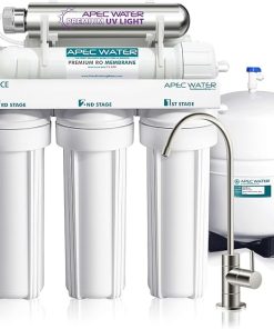 APEC Water Systems ROES-UV75-SS Top Tier Violet Sterilizer 75 GPD 6-Stage Ultra Safe Reverse Osmosis Drinking Water Filter System, Stainless Steel UV Housing