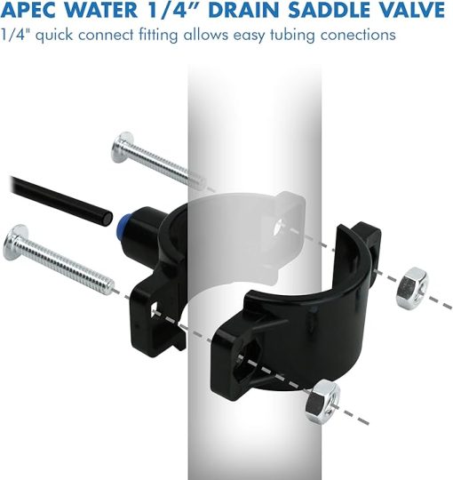 APEC Water Systems Drain Saddle Valve with 1/4" Quick Connect for Under-Sink Reverse Osmosis System (Saddle-Drain) - Image 2