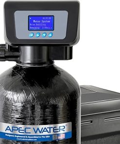 APEC SOFTENER-HE-45-FG Water Softener, Treats Whole House 4-6 bathrooms, 45K Grains, Luxurious Spa Quality Soft Water, Highly Efficient Digital Control Microprocessor